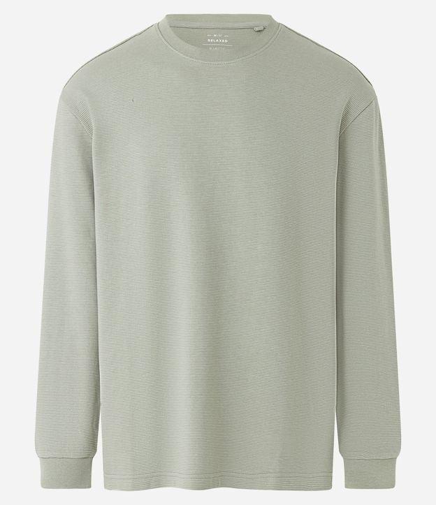 Camiseta Relaxed em Meia Malha com Textura e Manga Longa - 2