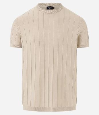 Camiseta Slim em Tricô com Relevos Verticais