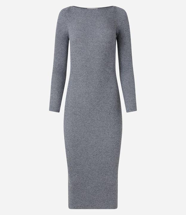 Vestido Midi Justo em Tricô com Gola Canoa - 1