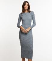 Vestido Midi Justo em Tricô com Gola Canoa - 2