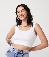 Blusa Regata Cropped Básica em Poliamida Canelada sem Costura - 1
