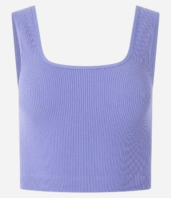 Blusa Regata Cropped Básica em Poliamida Canelada sem Costura