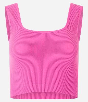 Blusa Regata Cropped Básica em Poliamida Canelada sem Costura