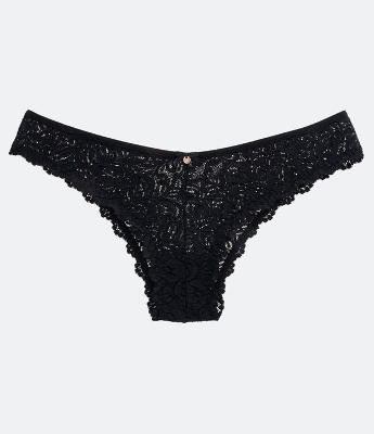 Calcinha Biquíni em Renda Rústica com Textura Floral