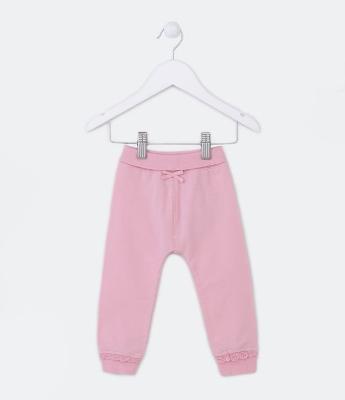Calça Infantil com Cós Virado e Laço Aplicado - Tam RN a 18 Meses