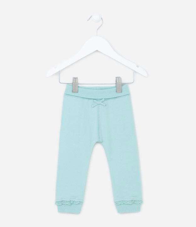 Calça Infantil com Cós Virado e Laço Aplicado - Tam RN a 18 Meses - 1