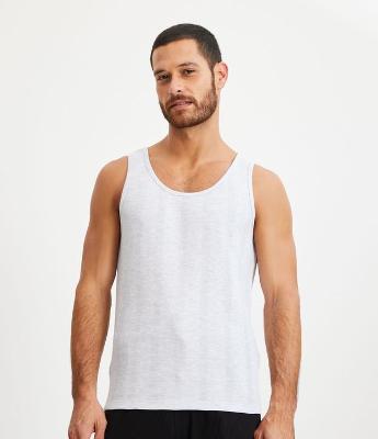 Camiseta Regata de Pijama em Algodão Texturizado