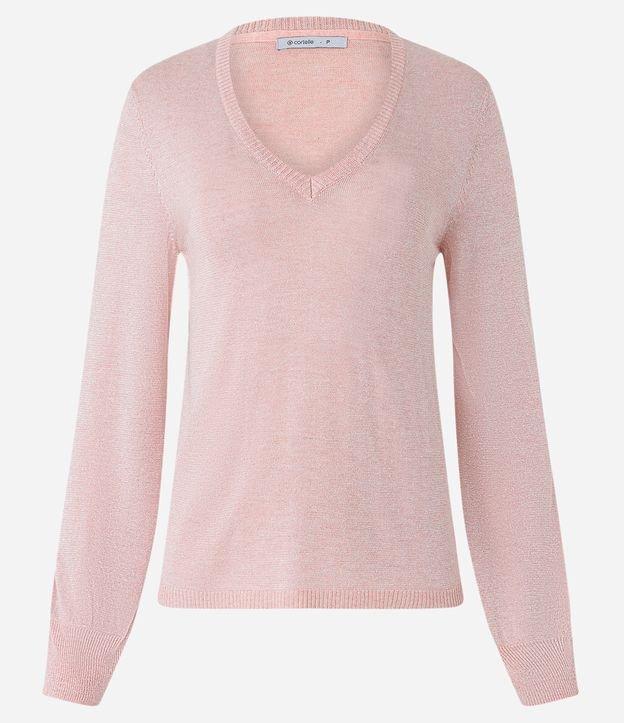 Blusa em Viscose com Decote V e Superfície com Fio Metalizado - 2