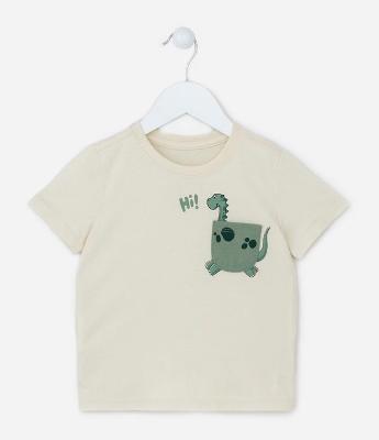 Camiseta Manga Curta Infantil com Estampa de Dinossauro - Tam 1 a 5 anos