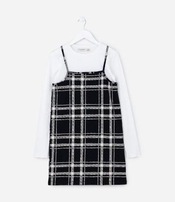 Vestido Infantil em Meia Malha com Blusa Canelada - Tam 5 a 14 anos