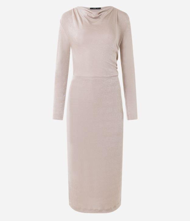 Vestido em Malha Polyvelour com Gola Degagê e Detalhe Drapeado - 1