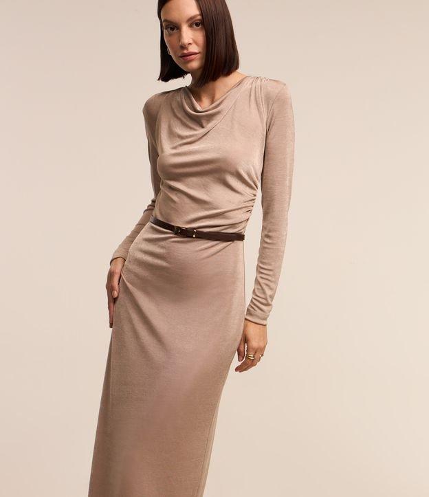 Vestido em Malha Polyvelour com Gola Degagê e Detalhe Drapeado - 2