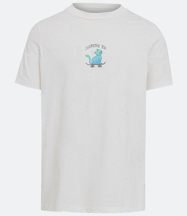 Camiseta Regular em Algodão com Estampa Gato de Skate - 1