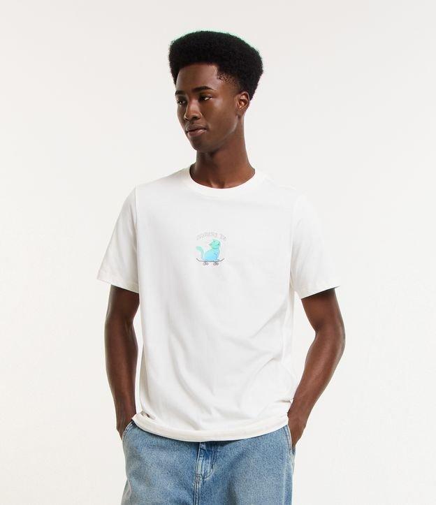 Camiseta Regular em Algodão com Estampa Gato de Skate - 2