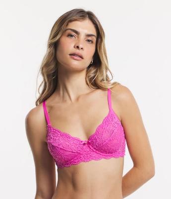 Sutiã Sem Bojo e Com Aro em Renda Floral