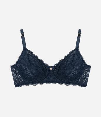 Sutiã Sem Bojo e Com Aro em Renda Floral