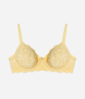 Sutiã Sem Bojo e Com Aro em Renda Floral