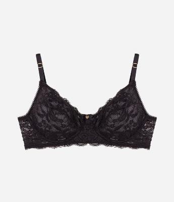 Sutiã Sem Bojo e Com Aro em Renda Floral