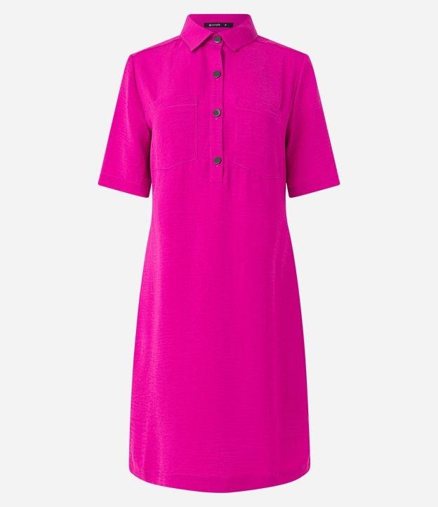 Vestido Curto Reto com Botões Frontais e Elástico na Cintura - 2