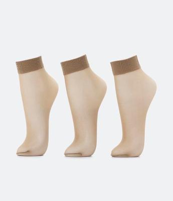 Kit 03 Meias Soquete Fio 20 em Poliamida