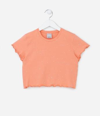 Blusa Infantil com Corações e Glitter - Tam 5 a 14 Anos