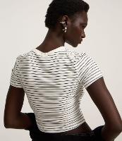 Blusa Cropped Básica em Viscolycra Estampa Listras - 2