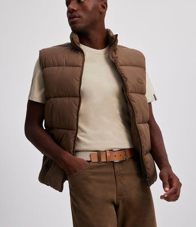 Cinto Elástico com Efeito Chevron e Fivela Quadrada - 1