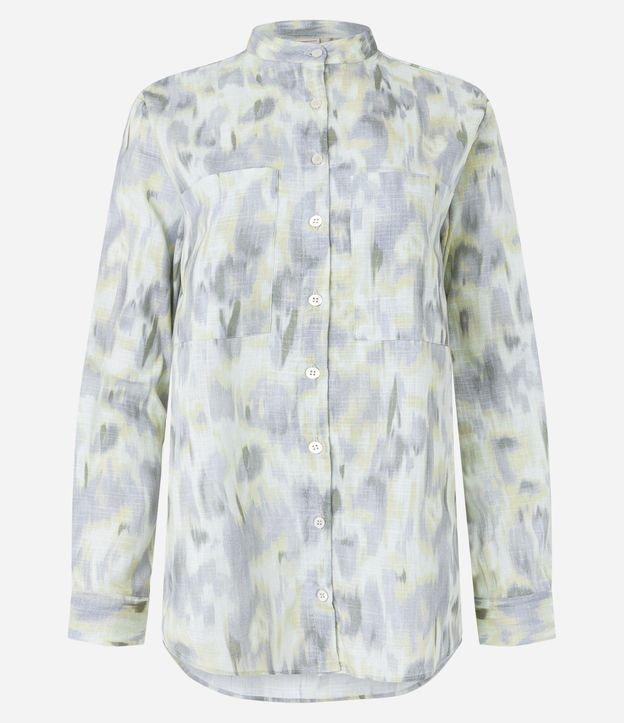 Camisa em Tricoline com Gola Padre e Estampa Abstrata - 2