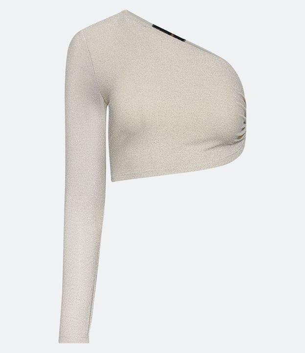 Blusa Cropped com Fio Metalizado e Argola na Lateral - 1