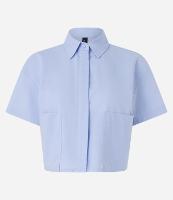 Camisa Cropped em Tricoline com Bolsos - 1