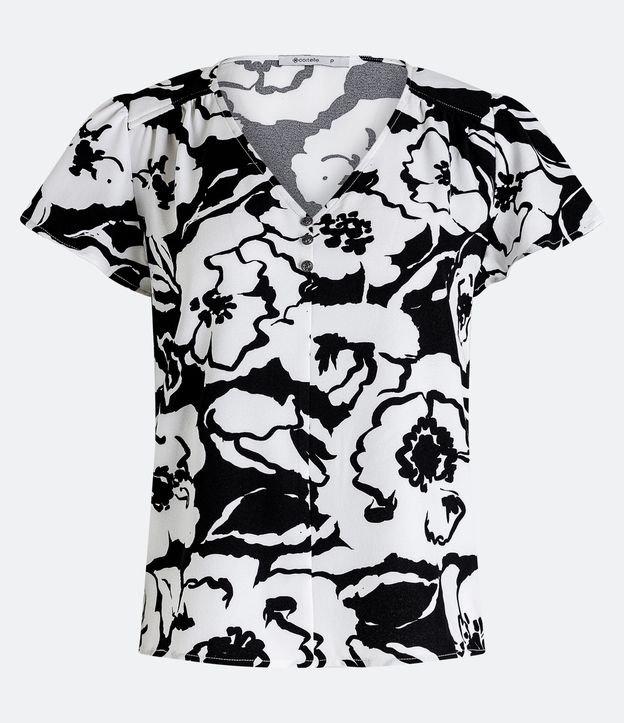 Blusa Manga Curta em Crepe com Prega na Cava e Flores Estampadas - 2