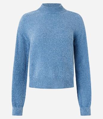 Suéter em Chenille com Golinha Alta e Ribanas