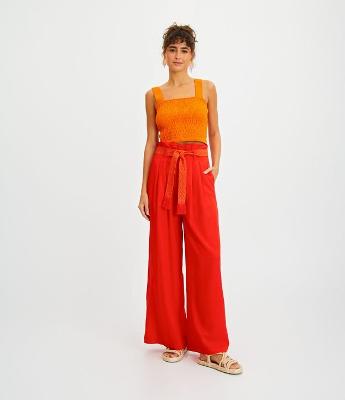 Blusa Cropped de Alça em Tricô com Textura Amassadinha