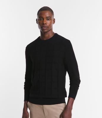 Suéter em Tricô com Textura Quadriculada