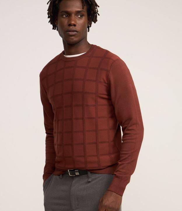 Suéter em Tricô com Textura Quadriculada - 1