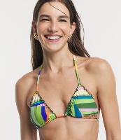 Biquíni Top Cortininha em Microfibra com Frufru e Estampa de Folhagens - 1