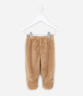 Calça Infantil Peludinha com Bordado de Patinha - Tam 0 a 18 meses