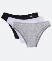Kit 03 Calcinhas Biquíni em Cotton com Elástico no Cós e Cava DelRio - 1
