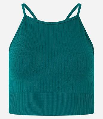 Top Esportivo em Poliamida com Textura Canelada sem Costura