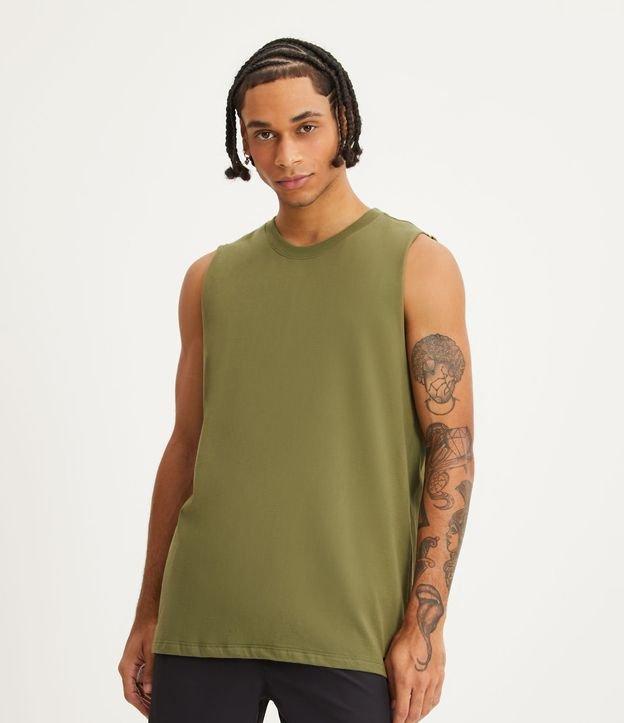 Regata Machão em Algodão com Gola Redonda e Etiqueta na Barra - 1