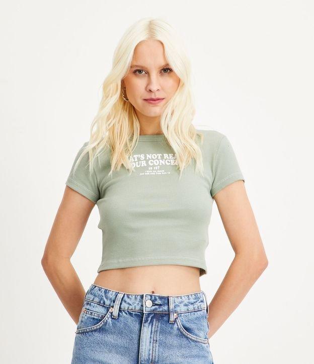 Blusa Cropped em Meia Malha com Estampa Thats Not Your Concern - 1