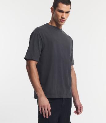 Camiseta Boxy em Algodão Estonada com Gola Alta