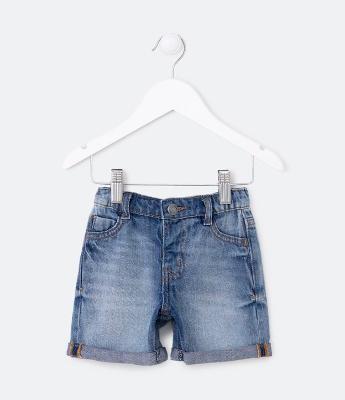 Bermuda Infantil Jeans com Barrinha Dobrada - Tam 1 a 5 anos