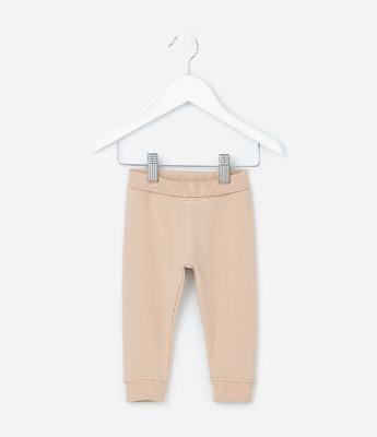 Calça Infantil com Cós Virado e Punhos Canelados - Tam RN a 18 Meses