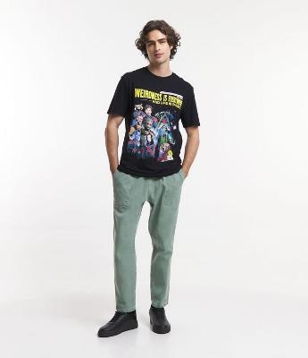 Calça Jogger em Sarja Estonada com Cordão e Bolso Frontal Pespontado