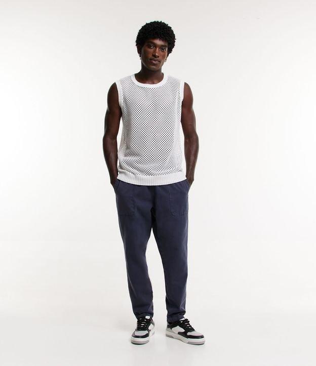 Calça Jogger em Sarja Estonada com Cordão e Bolso Frontal Pespontado - 1