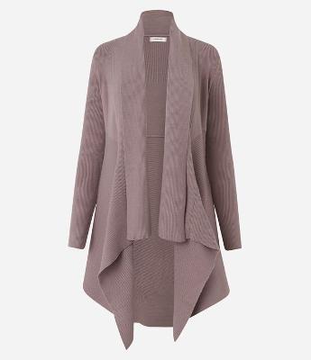 Cardigan Alongado em Tricô Texturizado com Abertura Total