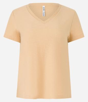 Blusa T-shirt em Algodão Flame com Gola V