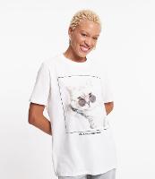 Camiseta Alongada em Meia Malha com Estampa Gatinho Sarcastic - 1