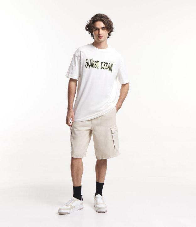 Bermuda Baggy em Sarja com Bolsos Cargo - 1